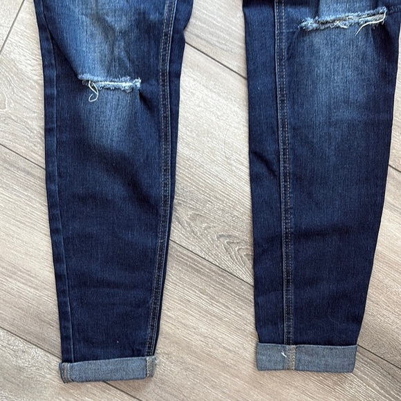 SM341 Indigo Rein Blue Ankle Cropped Jeans with Distressed Knee - Picture 5 of 9